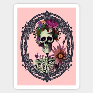 Gothic Skeleton Flowers Magnet